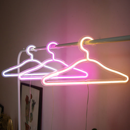 LED Neon Light Sign Clothes Stand USB Powered Hanger